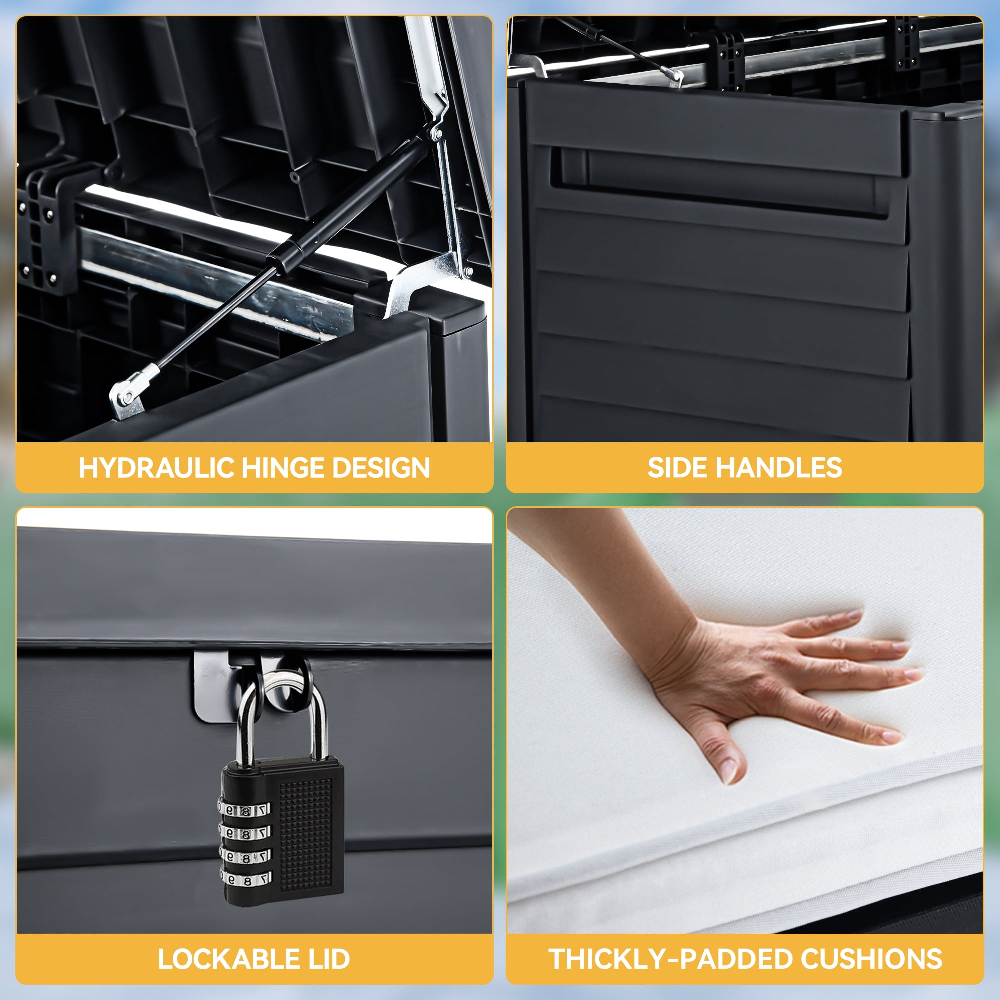 Dextrus Outdoor 120 Gallon Resin Deck Box, Black