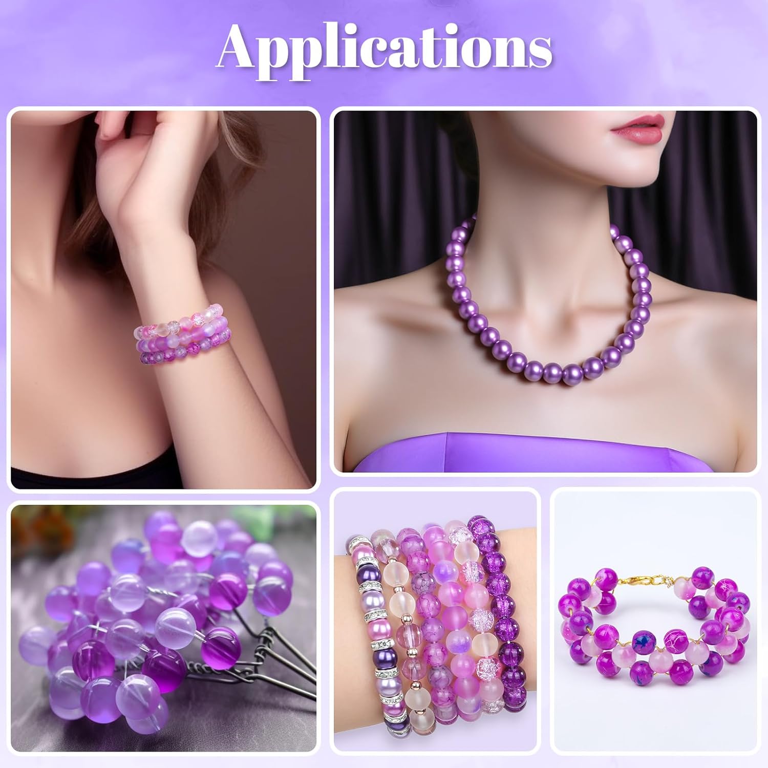 720pcs Glass Beads for Jewelry Making 8mm, 24 Colors Bead Bracelet Making Kit Purple Round Loose Beads for Bracelet Earring Necklace Jewelry Making Supplies
