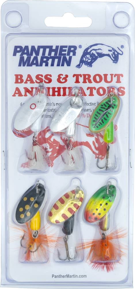 Panther Martin BA6 Bass & Trout Annihilators Spinners Fishing Lure Kit - 1/4 oz - Assorted - Pack of 6