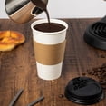 thumbnail image 4 of SHENMO 100 SETS 16oz Paper Coffee Cups with Lids White Disposable Coffee Cups with Black Dome Lids and Kraft Sleeves NEW IMPROVED, 4 of 8