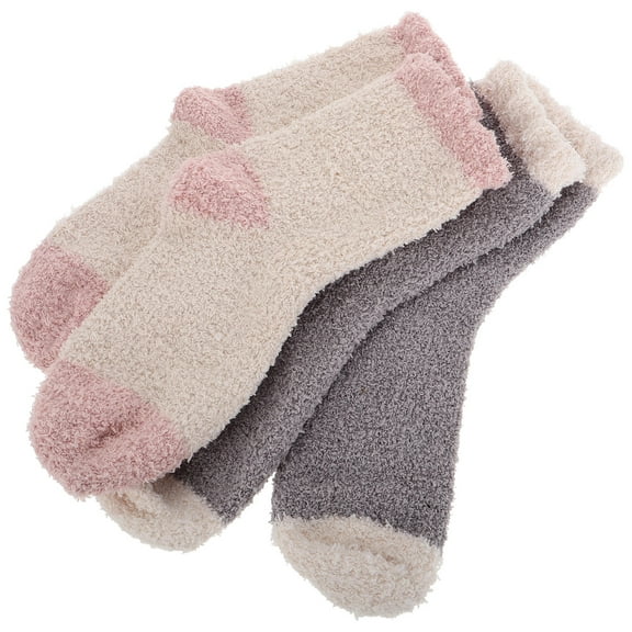 HONMEET 2 Pairs Women’s Slipper Socks with Non- , Assorted Colors, Warm and Cozy for Wear