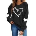 thumbnail image 2 of WHLBF Blouse for Women Long Sleeved Round Neck Hearted Printed Sweatshirts Black XL, 2 of 9