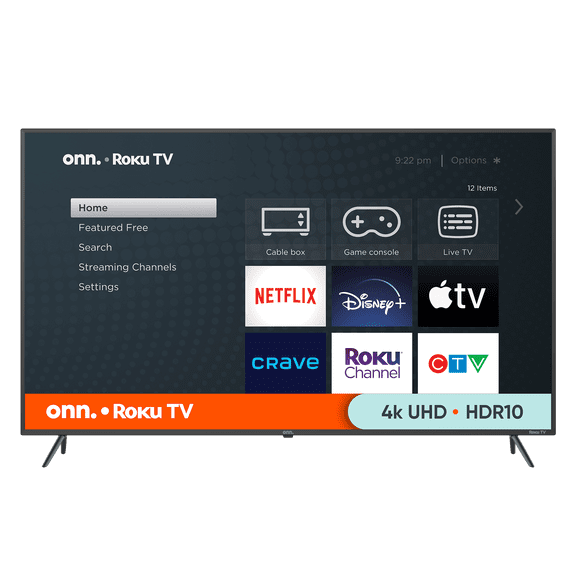 onn. 65" 4KUHD HDR Roku Smart TV (100012587-CA)