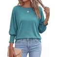 thumbnail image 3 of BTFBM Womens Tops Dressy Casual Summer T Shirts Crewneck 3/4 Sleeve Beach Vacation Loose Tunic Spring Work Blouse, 3 of 9