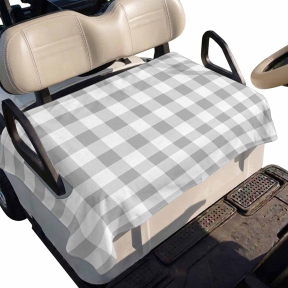 Golf Cart Seat Cover Grey Buffalo Plaid Club Car Golf Cart Seat Covers Soft Absorbent Golfcart Towel Blanket Check Lines Golf Seat Covers for Cart Decor Fits 2 & 4 Passenger 51"x31"