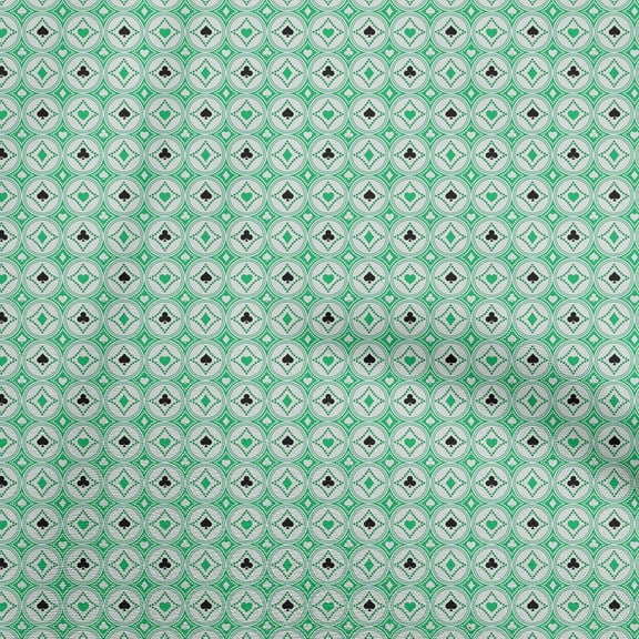 oneOone Polyester Spandex Sea Green Fabric Poker Card Dress Material Fabric Print Fabric By The Yard 56 Inch Wide