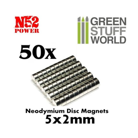 Green Stuff World N52 Neodymium Magnets 5x2mm - 50ct New