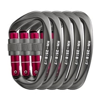 25KN Locking Climbing Carabiner, Heavy Duty Large Carabiner Clip for Rock Climbing, Rappelling, Hunting, and Rescue Gear-Gray