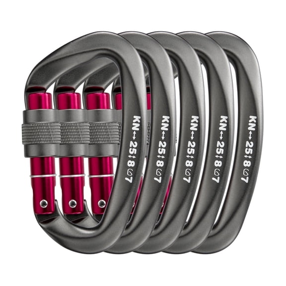 25KN Locking Climbing Carabiner, Heavy Duty Large Carabiner Clip for Rock Climbing, Rappelling, Hunting, and Rescue Gear-Gray