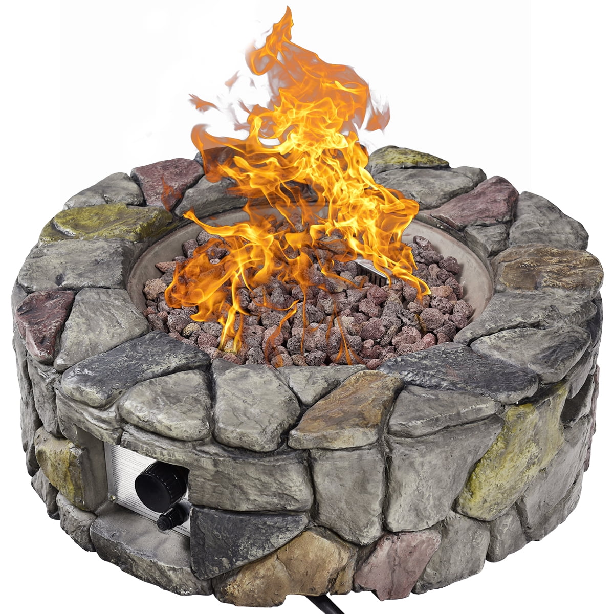 Topbuy Outdoor 40000 BTU Gas Fire Pit Table Electronic Propane Ignition Lava Rock Grey