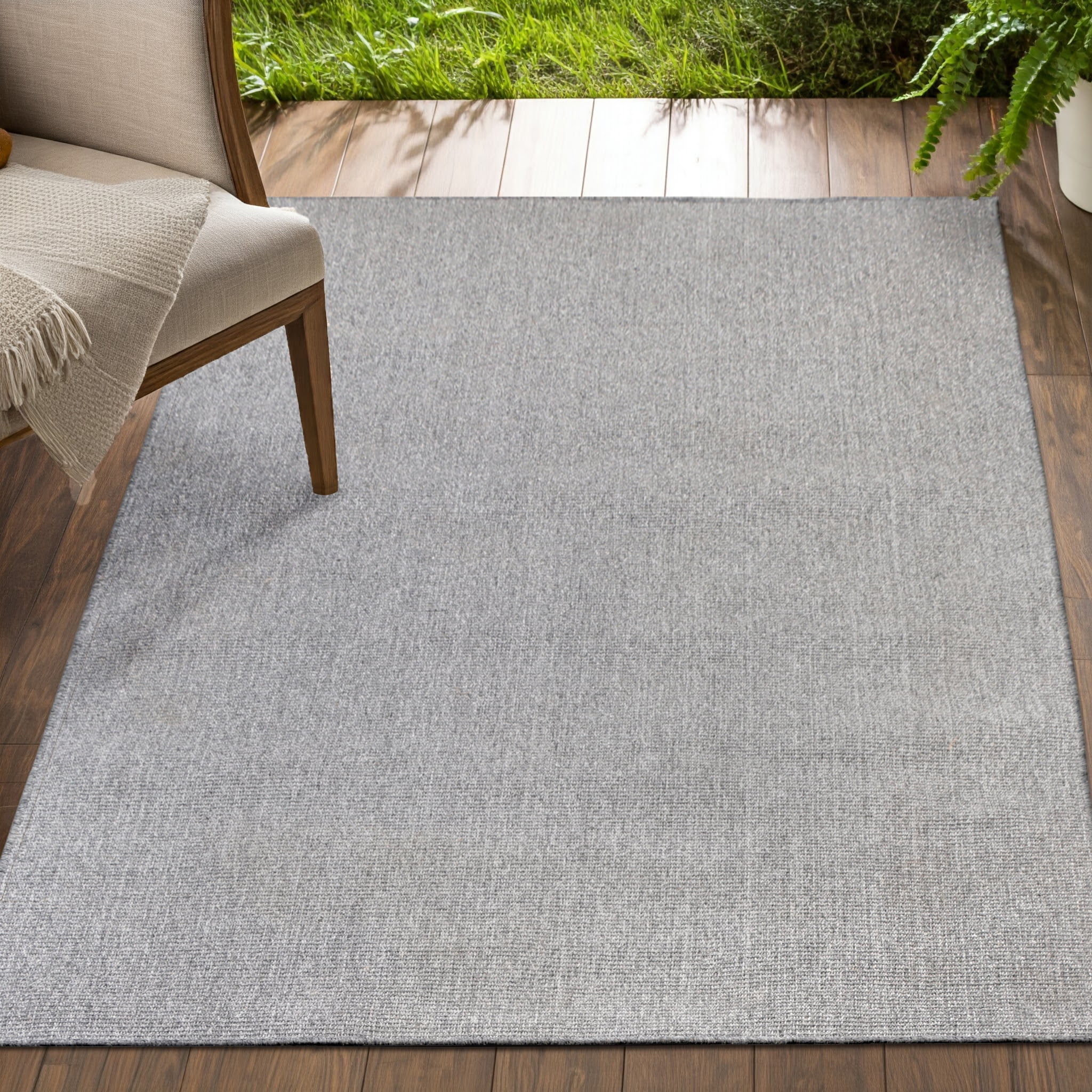 Delara Dark Grey 5' x 8' Indoor Outdoor Area Rug, Non-Shedding, Hose Washable, Easy Clean, Recycled Polyester, Sustainable, Living Room & Patio
