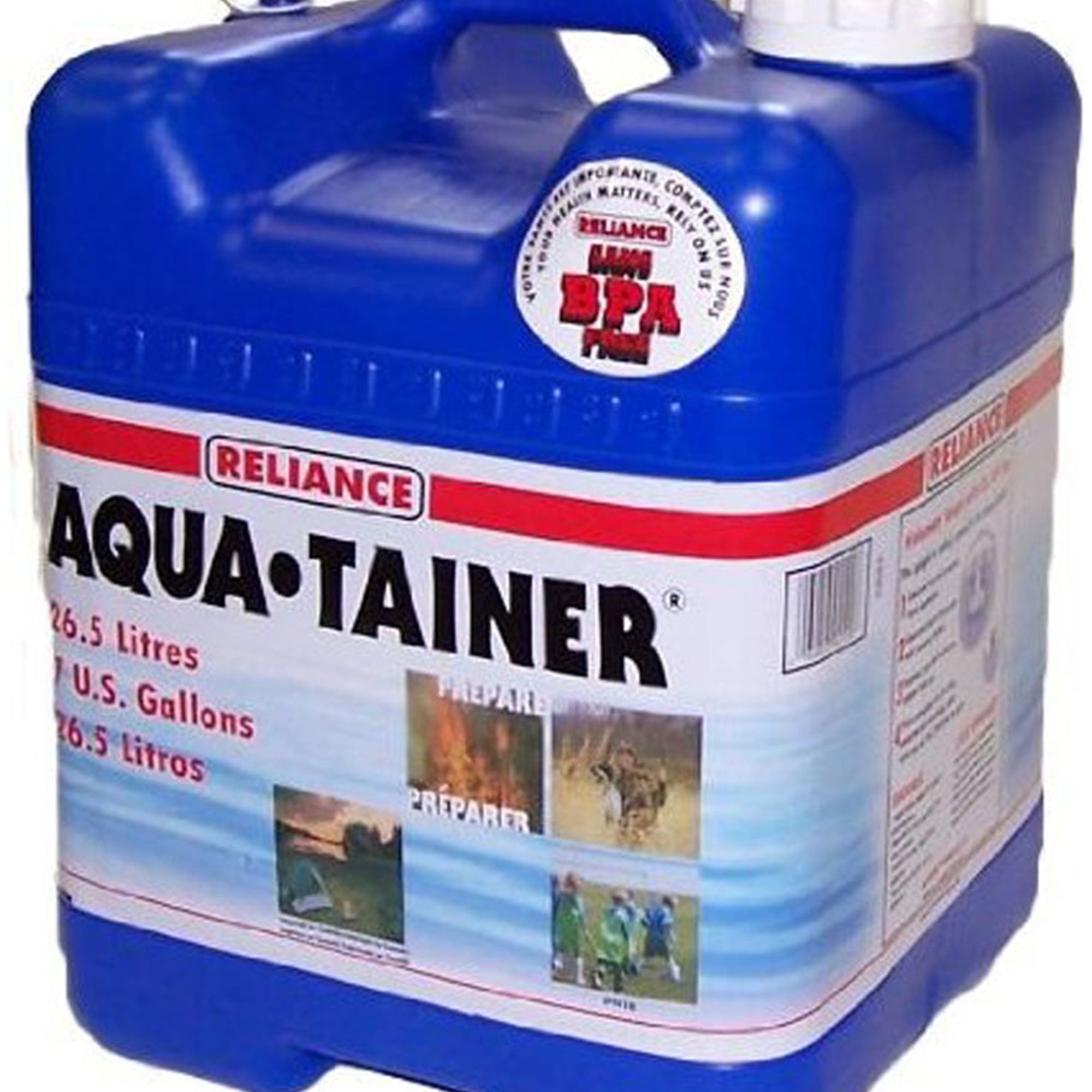 Reliance Aqua-Tainer Water Container 7 Gallon, Easy Storage, BPA-Free,  Stackable