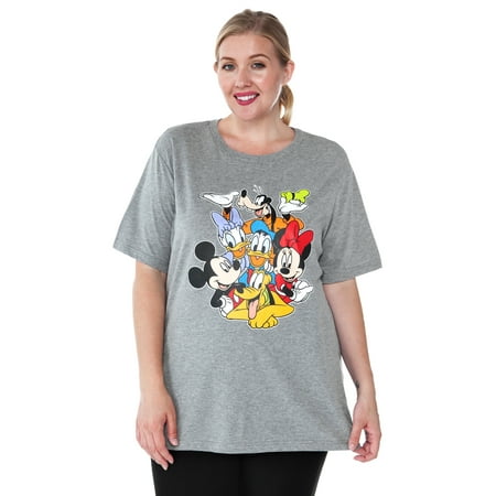 Plus Size Mickey Mouse & Friends T-Shirt Gray Minnie Daisy Pluto