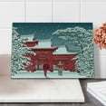 thumbnail image 2 of Winter Cutting Board, Japanese Folk Building Under Snow Snowflakes, Decorative Tempered Glass Cutting and Serving Board, in 3 Sizes, by Ambesonne, 2 of 5