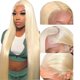 thumbnail image 1 of Peluca frontal de encaje 613 HD - Peluca de encaje frontal de densidad 180 de cabello humano rubio liso 13x6 (22 pulgadas), 1 of 5