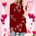 thumbnail image 2 of Wycnly Valentines Day Shirt Womens Valentines Heart Tops Spring Ladies Long Sleeve Round Neck Pullover Blouses Trendy Heart Print Girls Valentine Day Sweater Weekly, 2 of 5