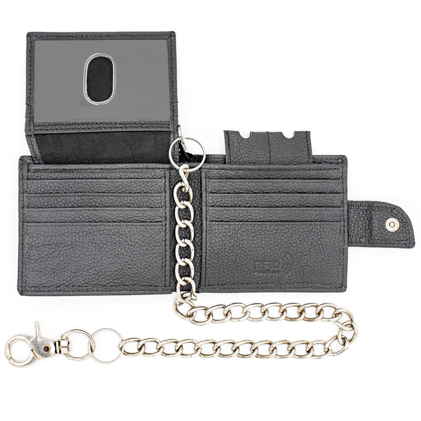Dickies Men's Leather Bifold Wallet - Slim Design With ID Window, Card Pockets & Zipper Compartment