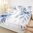 thumbnail image 3 of jejeloiu Blue Flower Floral Twin Sheet Sets,Gray Leaves Twin Fitted Sheet,Modern Minimalsit Aesthetic Flat Sheet For Girls,Super Cozy Room Decor,3pcs, 3 of 7