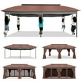 thumbnail image 6 of HOTEEL Heavy Duty 12X20 Outdoor Patio Gazebo with Mosquito Netting Curtains,Double-Roof Canopy Tent Gazebo for Parties,Backyards,Gardens,Brown, 6 of 10