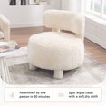 thumbnail image 6 of Fabric Accent Chair With Curvy Backrest and Sturdy Wood Base Perfect for Bedroom or Reading Nook, 6 of 15
