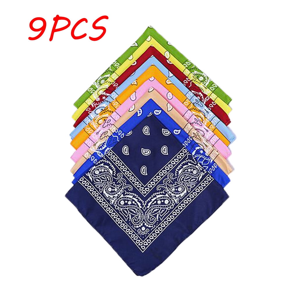 Handkerchiefs For Women 9Pcs Paisley Bandanas Multi Colored Set Cowboy