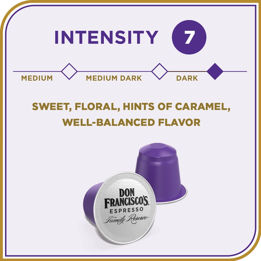 Don Francisco's Organico Espresso Pods: 40 Dark Roast Aluminum Capsules, Intensity 7, Compatible with Nespresso Original Line Machines - Bold Cuban-Style coffee with Caramel Notes