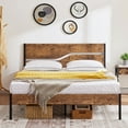 thumbnail image 2 of Taomika Full Size Platform Bed Frame/Mattress Foundation Queen Size With Rustic Vintage Wood Headboard, Strong Metal Slats Support, No Box Spring Needed, Brown Bed Frames, 2 of 11