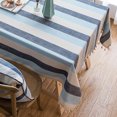 thumbnail image 6 of Bwomeauty Home Decorations, Striped Tablecloth Mediterranean Wind Blue Cloth Linen Small Fresh Table Rectangular Coffee Table Cloth Home Multi-purpose Pattern Tablecloth, Women Gifts, 6 of 6