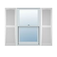 thumbnail image 1 of 14 1/2"W x 39"H Lifetime Vinyl, Custom Cathedral Top Center Mullion, Open Louver Shutters, w/Shutter-Loks (Per Pair), White, 1 of 12