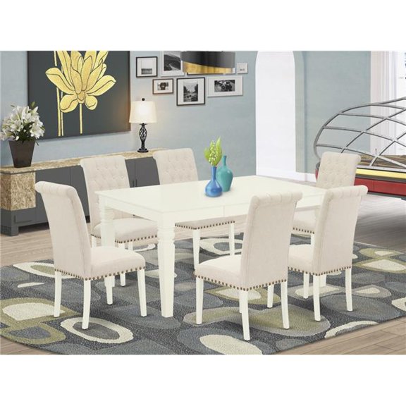 7 Piece Weston Dinette Set - Linen White & Light Beige