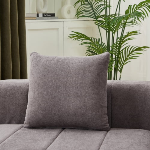 Chenille Symmetrical Modular Sectional Sofa with 2 Pillows, Curved Piano Key Seat Design, No Assembly Cloud Couch for Living Room, Bedroom, Office & Lobby