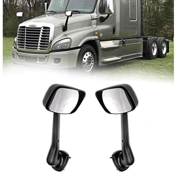 TORQUE Chrome Hood Mirror Replacement Set for 2008-2017 Freightliner Cascadia Semi Trucks with Mounting Bolts Driver Left Side Passenger Right Side (TR036-L, TR036-R)