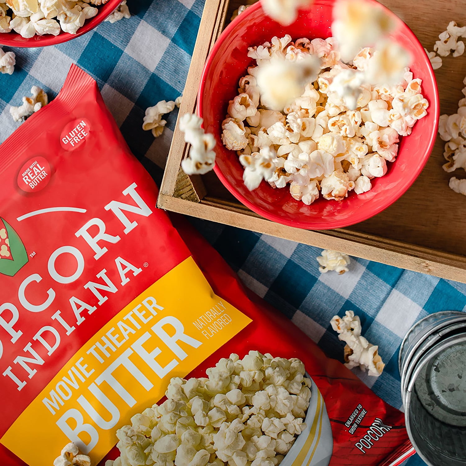 Popcorn Indiana Original Crispy Crunch Real Butter Movie Theater Pop Corn Value Size, 5.5 oz pack of 4