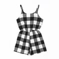 thumbnail image 1 of ITFABS Mommy and Me Matching Playsuit, Plaid Buttons Short Wide-Leg Playsuit, 1 of 5