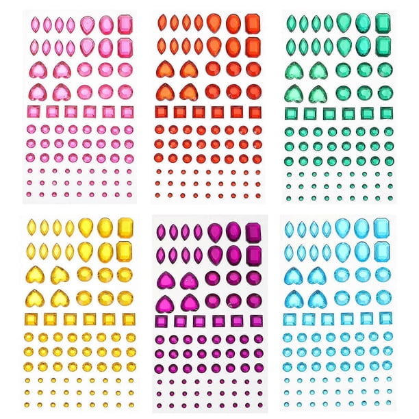 6 Sheets Decorative Acrylic Crystal Stickers Handmade DIY 3D Diamond Stickers