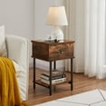 thumbnail image 2 of VECELO Set of 2 Wooden Nightstand with Drawer and Shelf, Side End Table for Living Room/Bedroom, Brown, 2 of 8