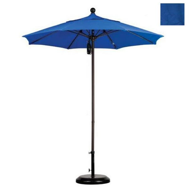 California Umbrella ALTO758117-F03 7,5 Pi. Marché de Fibre de Verre Poulie Parapluie Ouverte Bronze-Oléfine-Bleu Pacifique