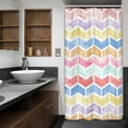 thumbnail image 4 of Cortina de ducha pequeña con diseño de arcoíris colorido y tamaño medio para dormitorio, 36 x 72 pulgadas, estilo bohemio, individual, estrecha, con diseño de espiga, a rayas, moderna, geométrica,, 4 of 6