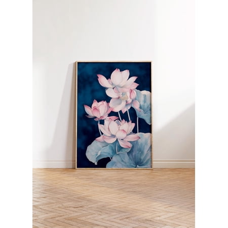 Botanical Wall Art Pink Blue Floral Print Decor Unframed Paper Print