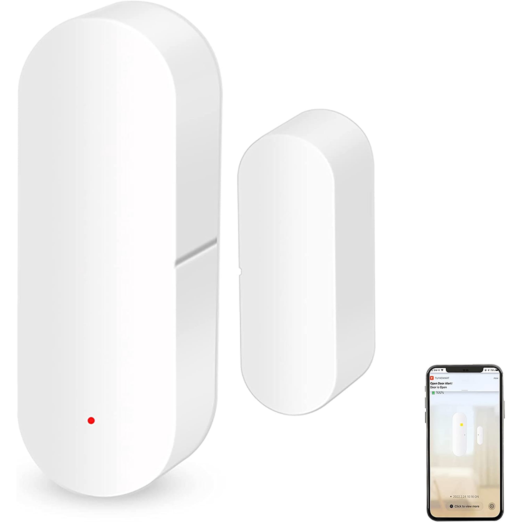 WiFi Door Sensor: Smart Window Contact Sensor, App Alerts, Programmable with Tuya/Smart Life Devices for Home Security & Automation, Compatible Alexa Google Assistant (1 Pack)