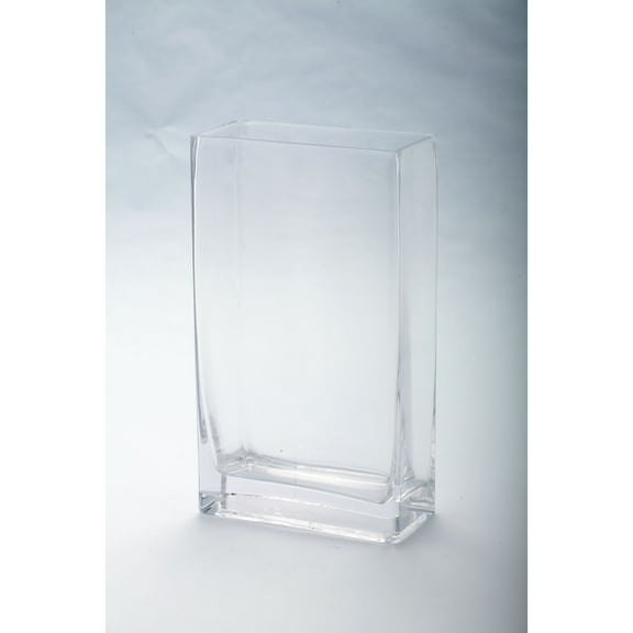 CC Home Furnishings 10.5" Clear Rectangular Tabletop Hand Blown Glass Vase
