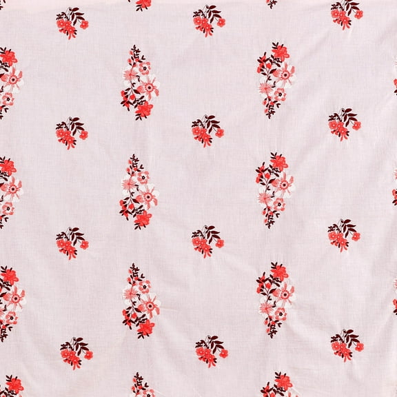 Zelouf All Over Embroidery  , Sewing, DIY, Crafts Fabric by the Yard, Blossombliss/coral, 3 Yard