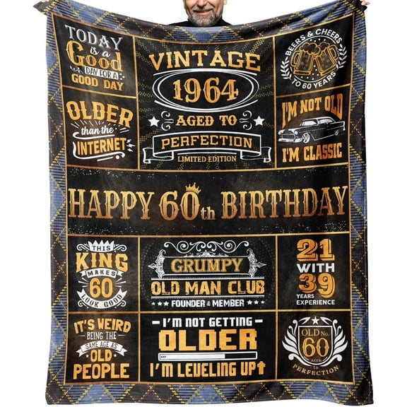 Brythos Milestone 60th Birthday Blanket 60in x 50in Premium Flannel Gift for Men
