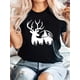 thumbnail image 1 of Women's Casual Elk Graphic Tee - Comfy Crew Neck Short Sleeve T-Shirt, Perfect for Summer & Holidays, 1 of 6