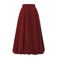 thumbnail image 5 of LWavelet Women Balloon Midi Skirt Elastic High Waist With Pockets Casual Summer A Line Skirt Wine M, 5 of 8
