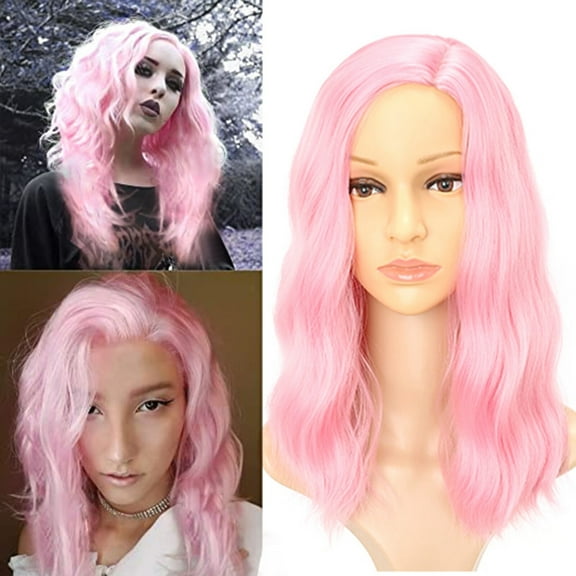 DOPI Human Hair Wigs For Women Black Color Natural Lace Hair Pink Curly Wig Long Loose Curly Long Loose Curly Wig Synthetic
