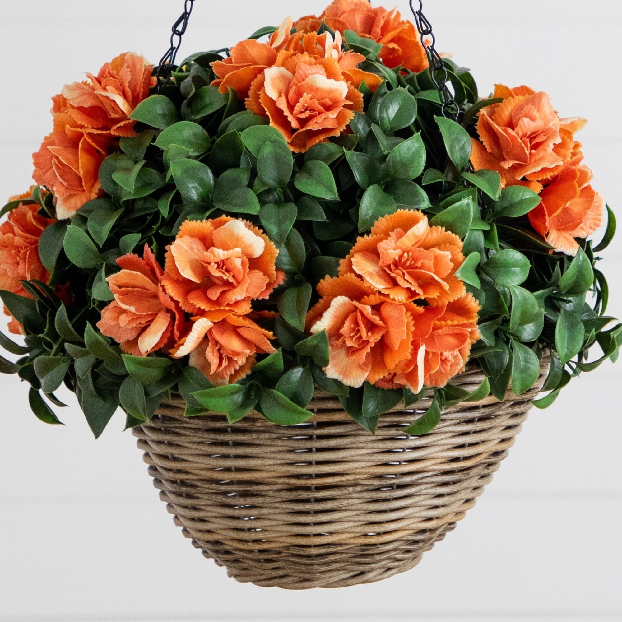 22in. UV Resistant Artificial Camellia in Hanging Basket (Indoor/Outdoor)