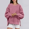 thumbnail image 2 of UYISJ Women's Sherpa Fleece Sweatshirts Oversized Long Sleeve Thick Warm Pullover Sweater Fall Thermal Solid Color Shirts Pink L, 2 of 8