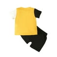 thumbnail image 5 of AJTQTH Father's Day 2PC Set for Boys Toddler Summer Comfy Loose Fit Clothes Gift for Kids Short-Sleeved Crewneck Tees Tops T-shirts and Drawstring Shorts with Pockets Yellow 12 Months, 5 of 9