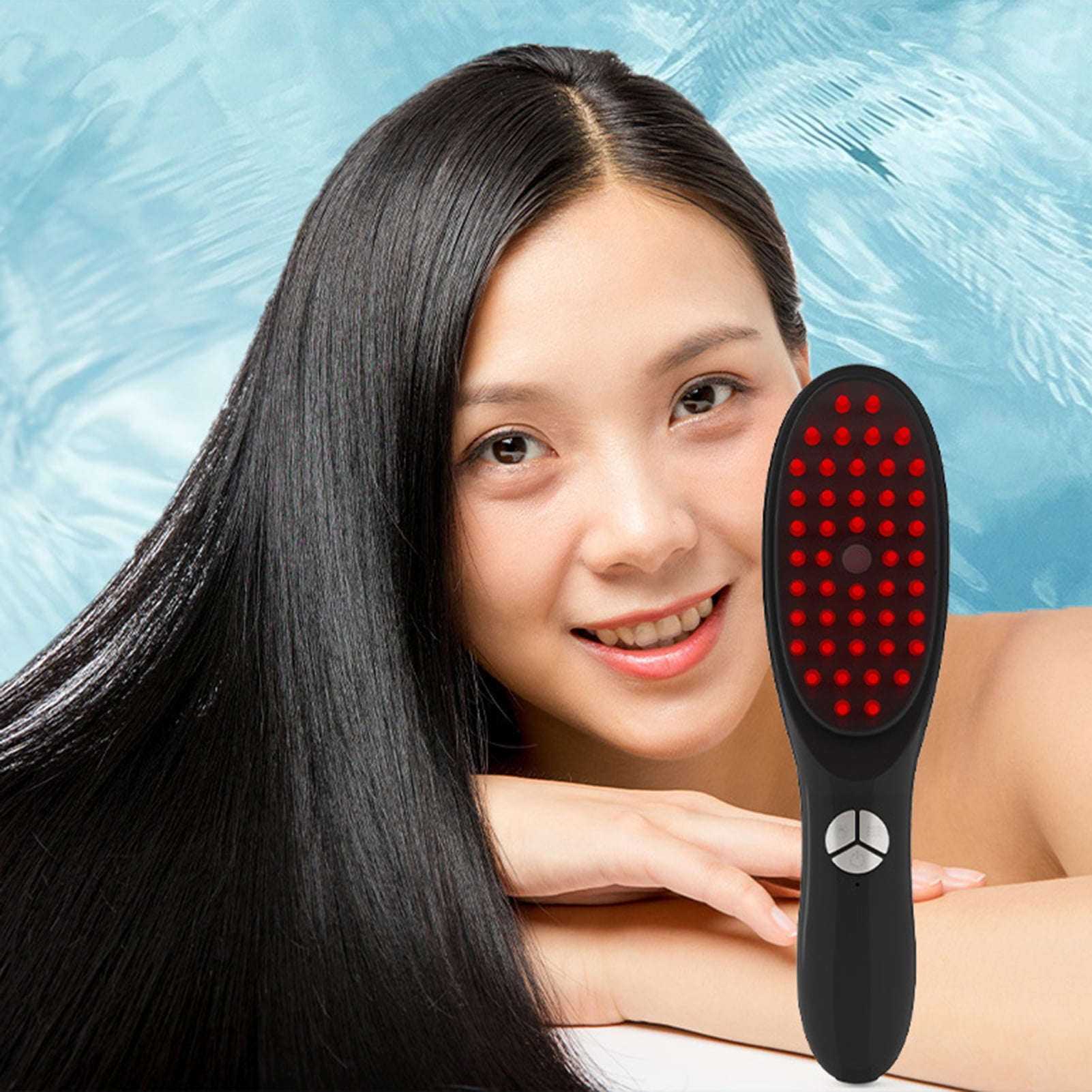 Happydeer Electric Hair Brush Blue Red Light Phototherapy Rechargeable Promote Hair Growth Handheld Vibrating Scalp Massage Men Women Hair Detangling Comb